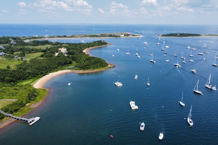 Ships Sailing in Sea near Coast in New Shoreham, Rhode Island, United States
